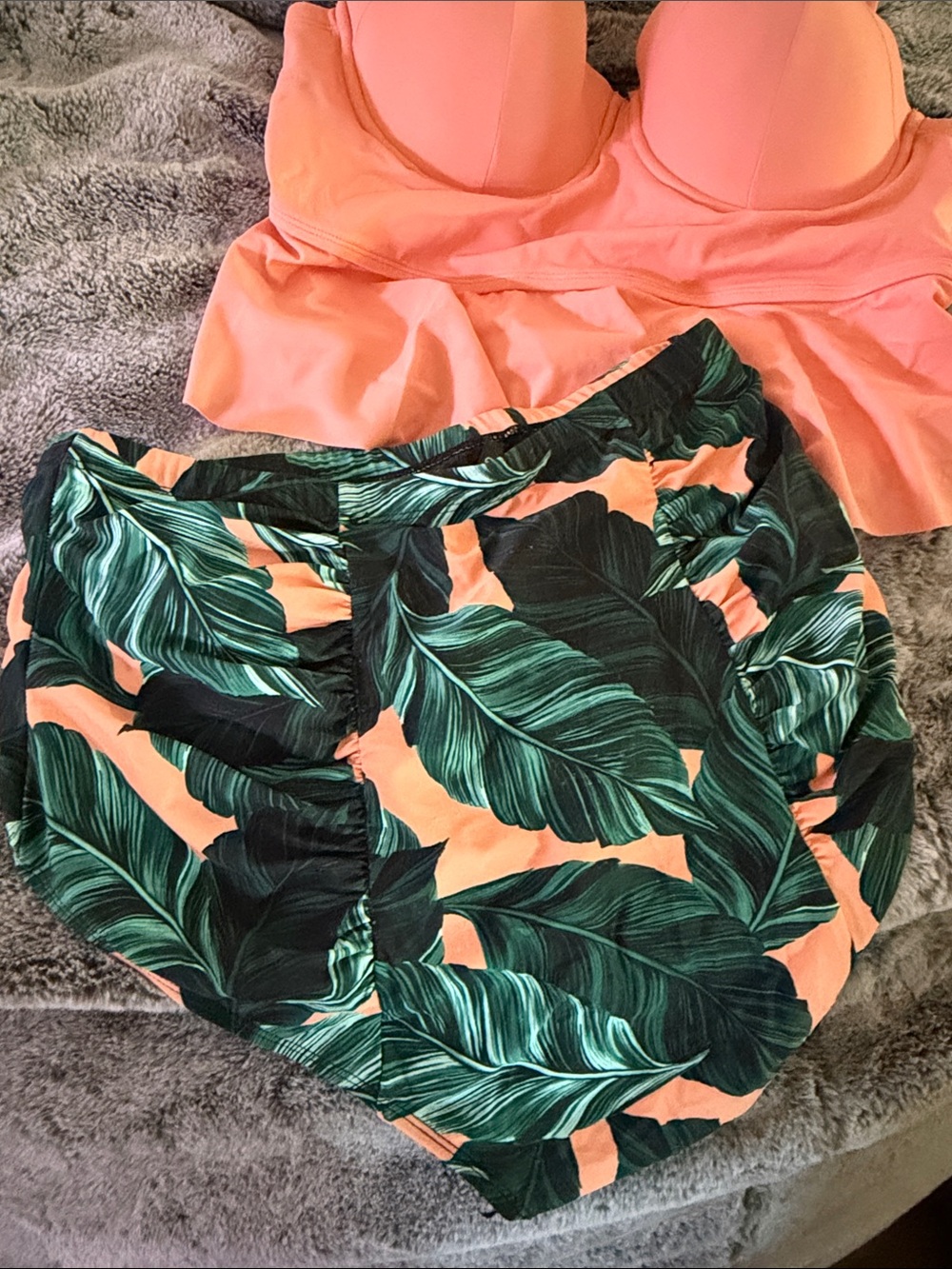 torrid Coral Peplum Bikini Top with Tropical Leaf High-Waist Bottoms - Picture 5 of 7